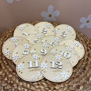 Wooden Month Milestone Markers for Baby